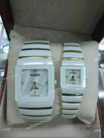 Rado Jubile 2-Tone Diamond Markers Rado White Ceramic Mens Watch